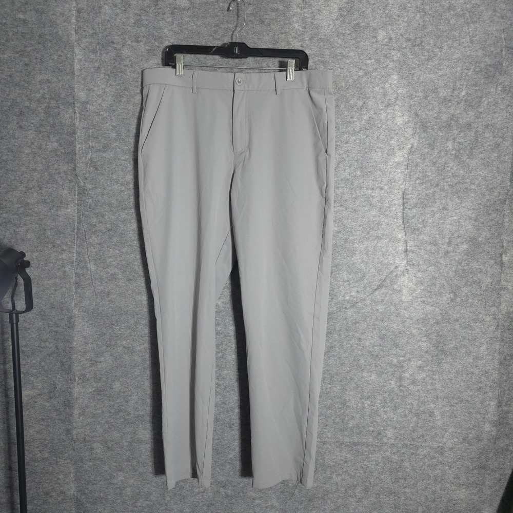 Libin Golf Pants Mens 36x30 Gray Performance Quick Dry Flat Front Straight Leg